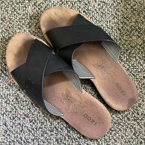 Izod Black Slide Sandals